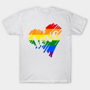 Gay Pride Rainbow Scribble Heart From Ricaso T-Shirt